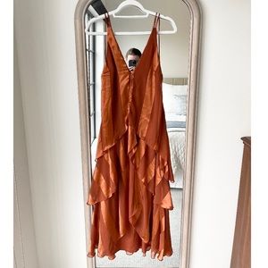 ASOS Burnt Orange stripe High-Low dress with low back